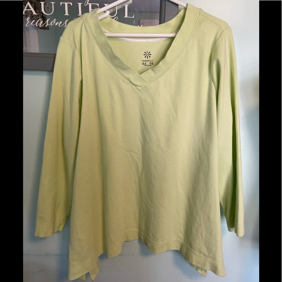 Isaac Mizrahi v neck sweatshirt lime green size 2X - Picture 11 of 11